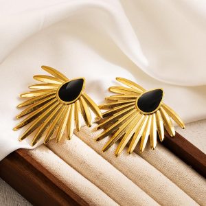 Luxe Vintage Earrings - Gold with Black